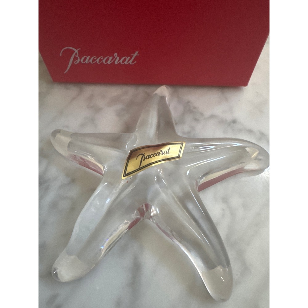 Baccarat France Clear Crystal Starfish Paperweight Figurine with Original Box
